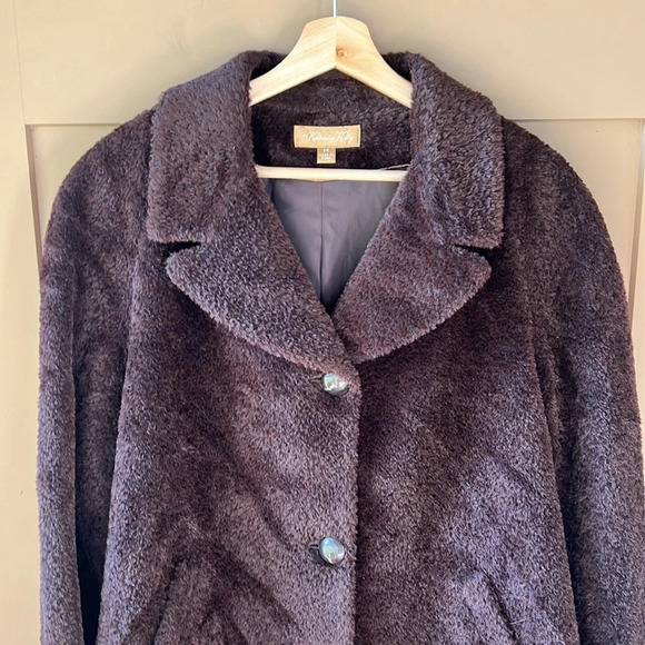 Katherine Kelly New Sz 14 Cocoa Brown Alpaca Wool Blend Teddy Coat - Picture 2 of 12